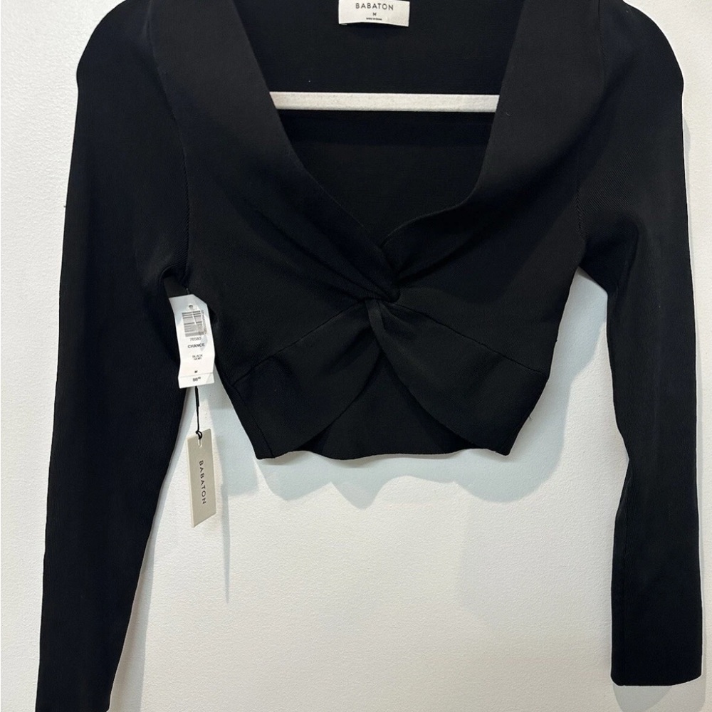 Aritzia Babaton Black Cropped Long Sleeve MEDIUM NWT